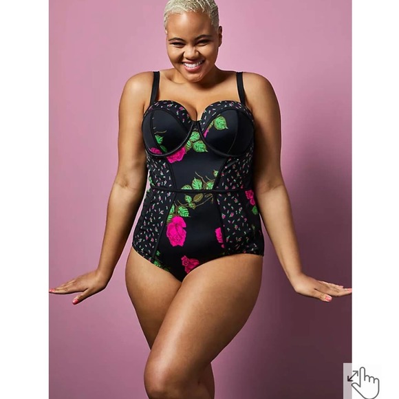 torrid Other - Torrid Swimsuit NWT Betsey Johnson Rose Black Underwire One-Piece Swimsuit 4